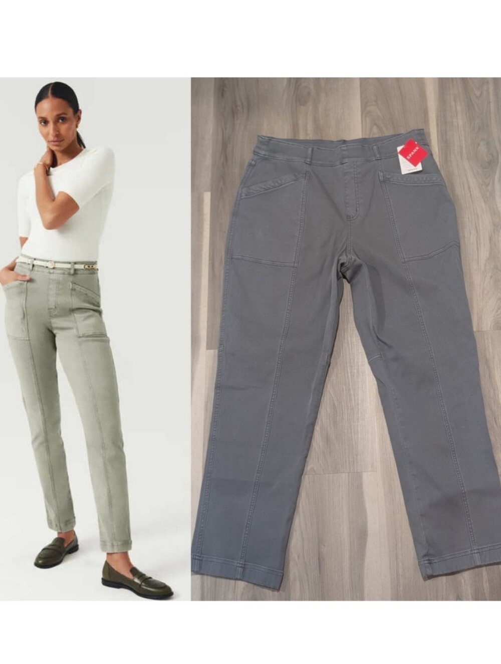 SPANX | Stretch Twill Straight Leg Crop Pants In Hazy Blue Grey